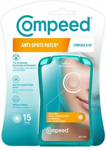 Compeed Anti-Spots* Conceal & Go - bij puistjes, mee-eters en onzuiverheden - pimple patch - 15st