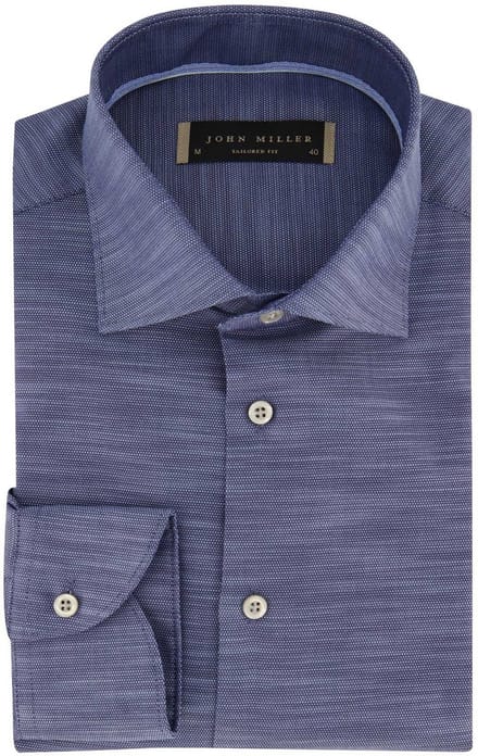 John Miller business overhemd normale fit blauw gemêleerd