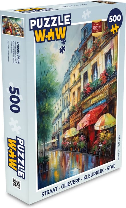 Puzzel Straat - Olieverf - Kleurrijk - Stad - Legpuzzel - Puzzel 500 stukjes