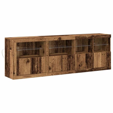 vidaXL - LED - Dressoir - Oudhout - 202 - x - 37 - x - 67 - cm - Bewerkt - hout