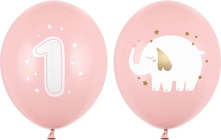 Partydeco - Partydeco ballonnen - 1 jaar pastel roze (50 stuks)