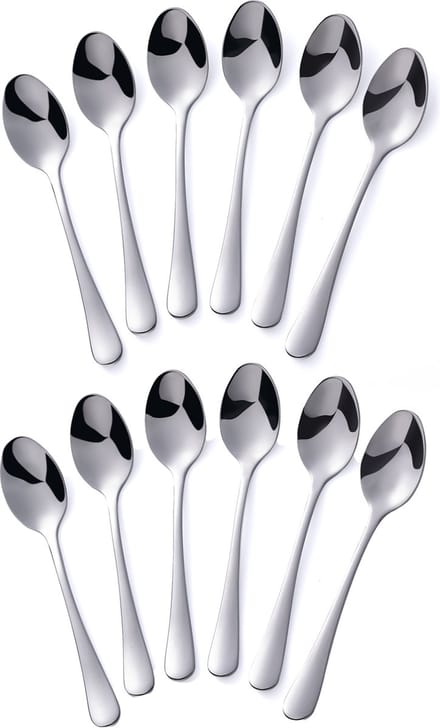 Alheco 12 ovale theelepels - 12.3cm - RVS theelepeltjes - Zilver