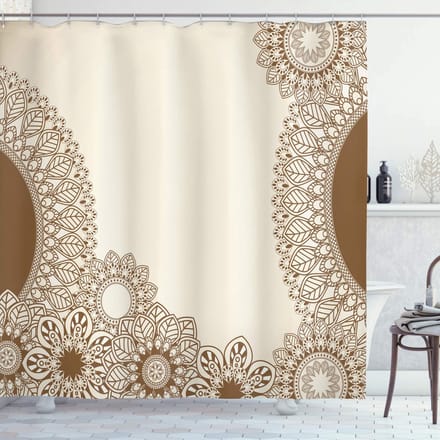 ABAKUHAUS Henna-douchegordijn – Badkamerdecor – 175×200 cm – karamelkleur, 100% polyester