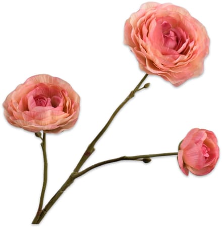 Silk-ka Kunstbloem-Zijden Bloem Ranonkel Tak Zalm 46 cm