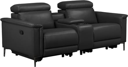 Lund-Dubbele relaxfauteuil met handmatige functie in leerPU zwart