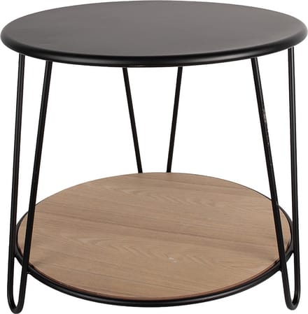 Clayre & Eef Bijzettafel Ø 50x45 cm Zwart Ijzer Hout Rond