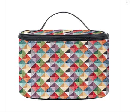 Toilettas - luxe gobelinstof - Multi Colored Triangle