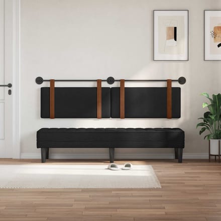 vidaXL - Hangend - hoofdbord - Zwart - Antiek - PU