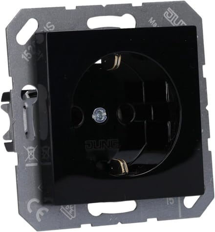 Schuko Stopcontact 16A 250V Zwart Onbreekbaar