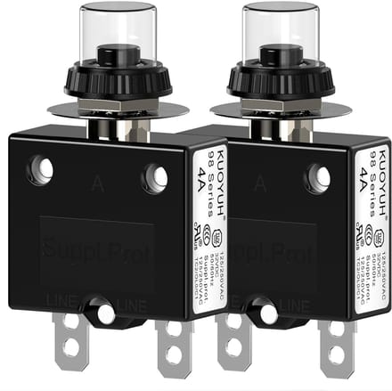 Thermische Stroomonderbreker 4A Met Drukknop Reset en Waterdichte Toetsafdekking - 2 Stuks