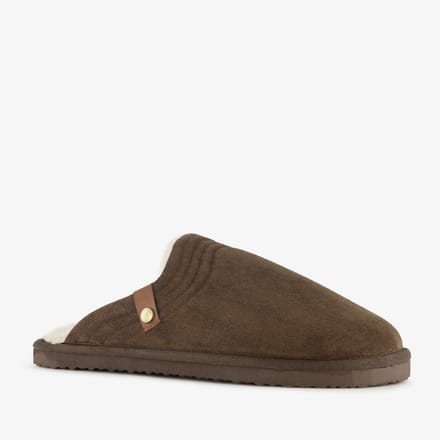 Thu!s heren instap pantoffels met teddy voering bruin - Maat 42 - Sloffen