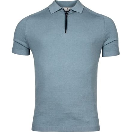 Thomas Maine Pullover Polo Half Zip Short Sleeve Single & Rib Knit Grijsblauw / male