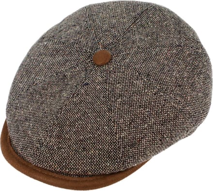 Winterpet Flatcap met voering, 8-Panel Fiebig Cap bruin gemeleerd maat 55
