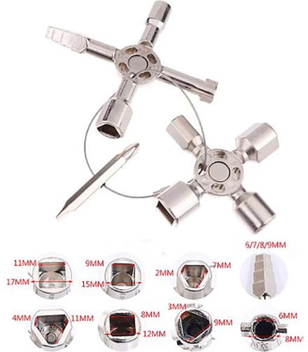 Actie4you® - Schakelkastsleutel - Universele kruissleutel - 10 in 1 - Radiator sleutel – Multitool