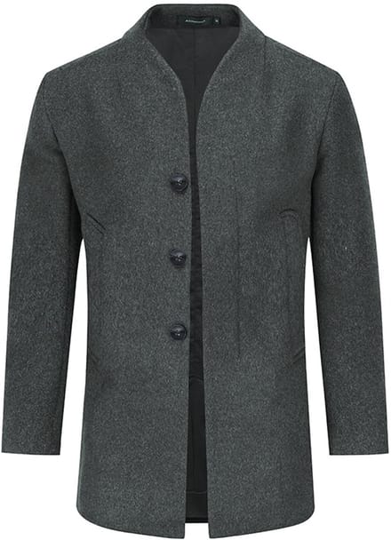 ALLTHEMEN Heren Winterjas Slim Fit Business Coat - Lang Wollen Jas - S
