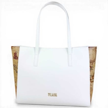 Alviero Martini 1 Classe Winkelmand Monogram Vrouw Wit met All-Over Logo en Geo Details