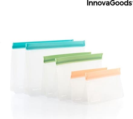 Innovagoods Herbruikbare Hermetisch Afsluitbare Zakken - set van 6