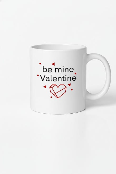 Keramische Valentijn Mok 'Be Mine Valentine' met Geometrisch Hart | Romantisch Liefdesgeschenk