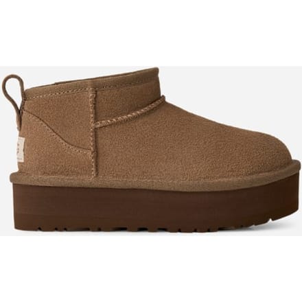 UGG® Classic Ultra Mini Platform for Kids in Brown, Size 2, Suede/Polyester/Wool