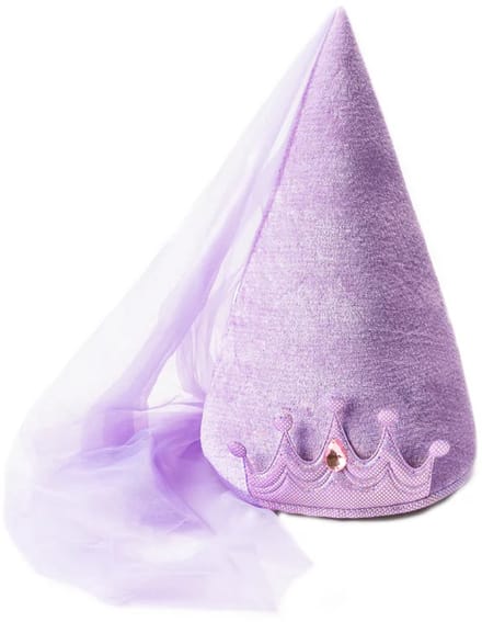 Little Adventures - Lila prinsessen cone hoed – Fluwelen hoed met sluier