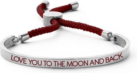 Key Moments 8KM-BC0027 Open Bangle 5mm Love You To The Moon And Back - Cadeau - rood