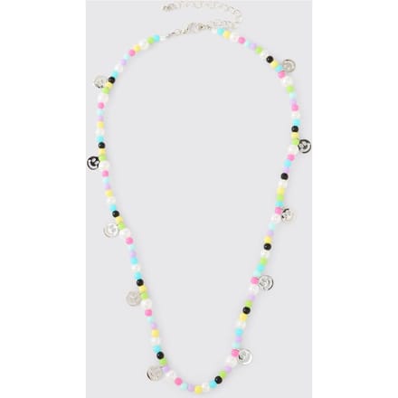 Multi-Colour Beaded Necklace with Hanging Smileys