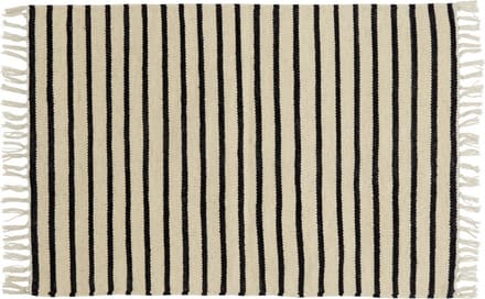 Nordal vloerkleed wol ecru-zwart gestreept 65x100 klein tapijt