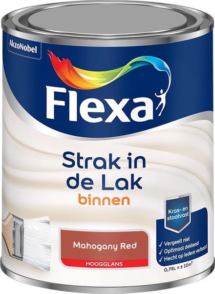 Flexa - Strak In De Lak Binnenlak Hoogglans - Mahogany Red - Mengverf - 750 Ml