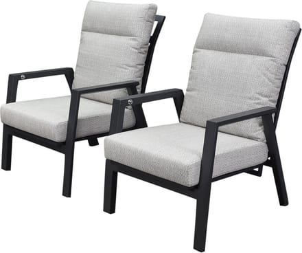 Barolo lounge balkonset 2 delig verstelbaar antraciet aluminium