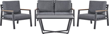 DELIA - Loungeset voor 4 - Donkergrijs - Aluminium