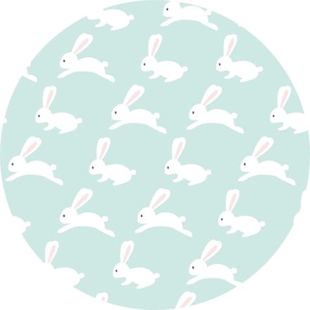 Vinyl | Vloerkleed vinyl rond | Konijn | 95 cm Rond