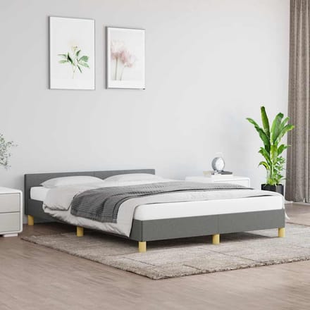 vidaXL - Bedframe - zonder - matras - stof - donkergrijs - 140x190 - cm