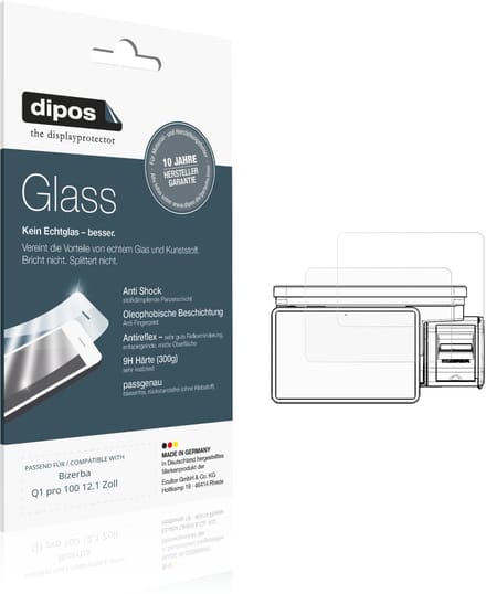 dipos – 2x Matte Pantserfolie geschikt voor Bizerba Q1 pro 100 12.1 Zoll | 9H Screenprotector