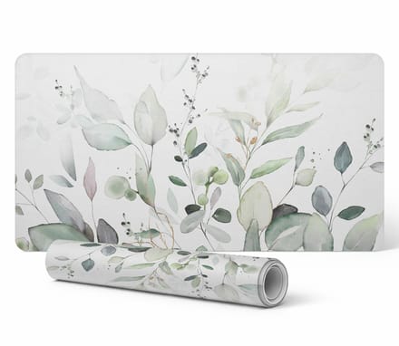 Vinyl bureauonderlegger met stijlvolle pastelkleurige bladerenprint 100x50 cm