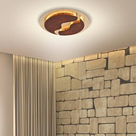 Paul Neuhaus LED-plafondlicht Nevis, rond, Ø 50 cm, bruin-goud