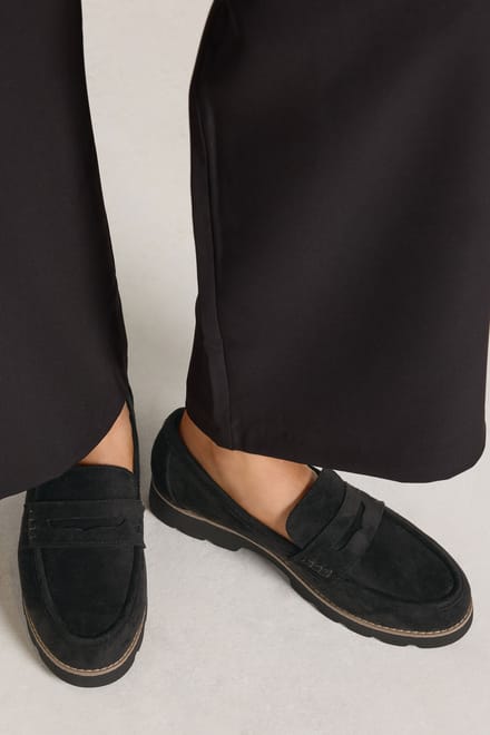 Yours Zwarte Loafers Van Imitatiesuède In Brede Epasvorm Size 38EEE