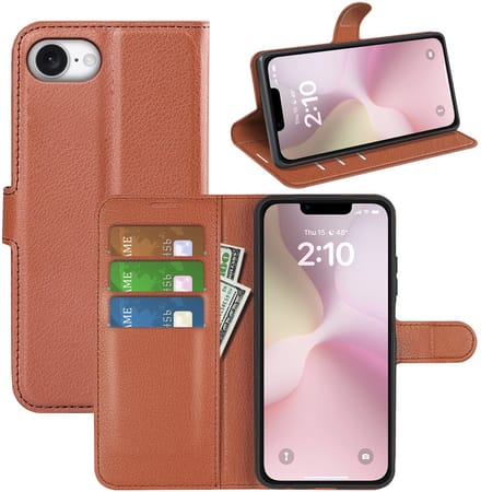 MobyDefend Hoesje - Geschikt voor iPhone 16e / iPhone 17e - Kunstleren Wallet Book Case (Sluiting Voorkant) - Bruin