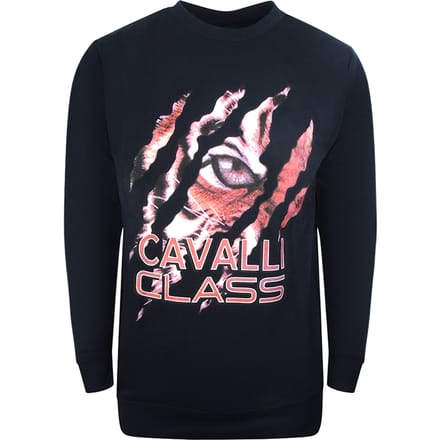 Cavalli Class Peeking Tiger Design marineblauw sweatshirt