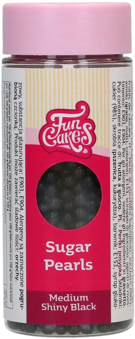 FunCakes Suikerparels - Medium - Zwart Glans 80g - Smaakstof voor Taarten - Eetbare Taartdecoratie