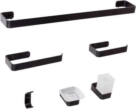ZORRITOS - 6-delige badkamer hardware set - Zwart - Aluminium
