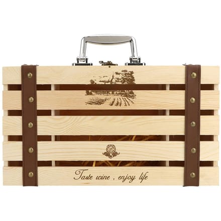 Houten Rode Wijnkist Uitgehold Rechte Bar Wijn Geschenkdoos Container voor 2 Flessen Wijn beige