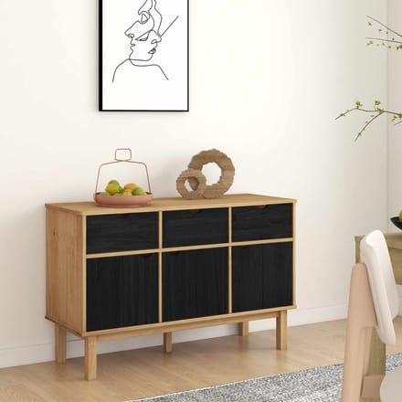 vidaXL - Dressoir - OTTA - Bruin - en - zwart - 114 - x - 43 - x - 73,5 - cm