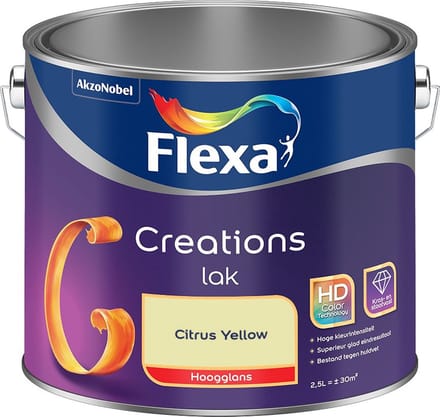 Flexa - Creations Lak Hoogglans - Citrus Yellow - Mengverf - 2,5 L