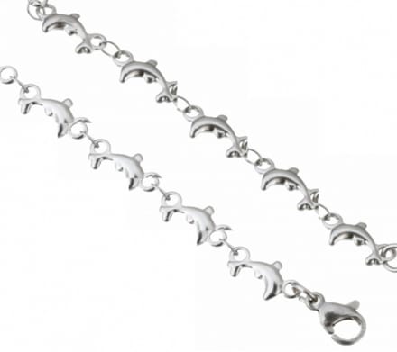 Enkelbandje- Dolfijn- RVS- 21-24 cm- Zilverkleur- Charme Bijoux