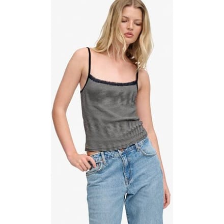 Superdry Athletic Essential Kanten Cami Top Blauw Grootte: 34