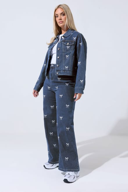 Limited Collection Indigoblauw Spijkerjack Met Strikborduursel Size 44