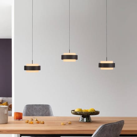 SCHÖNER WOHNEN LED hanglamp Elmo, zwart, 3-lamps, 3000 K