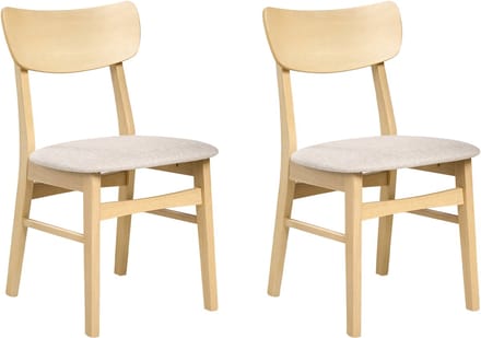 ANOKA - Eetkamerstoel set van 2 - Lichtbeige/Lichtbruin - Rubberhout