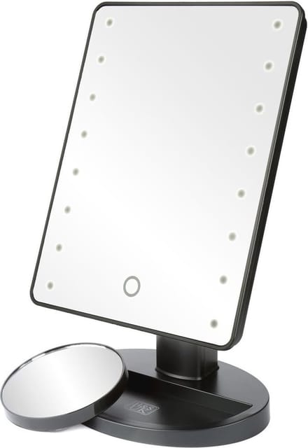 Verstelbare Make-up Spiegel met Ledverlichting en Vergrotende Spotspiegel - Compact en Draagbaar