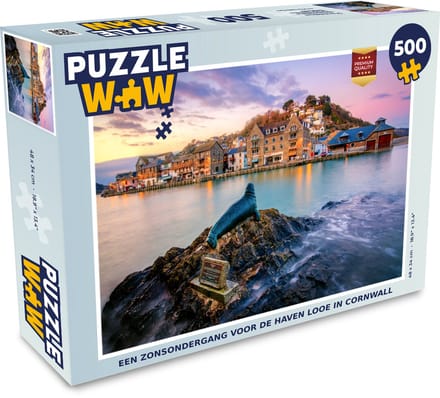 Puzzel Een zonsondergang voor de haven Looe in Cornwall - Legpuzzel - Puzzel 500 stukjes